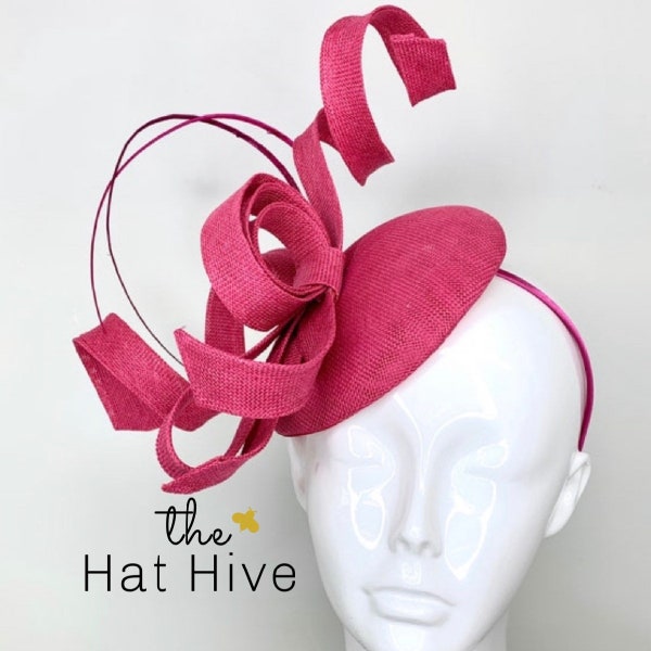Himbeer Rosa Fascinator, Frauen Tee Party Hut, Church Hat, Kentucky Derby Hat, Ausgefallene Mütze, Rosa Hut, Tea Party Hut, Hochzeit Hut
