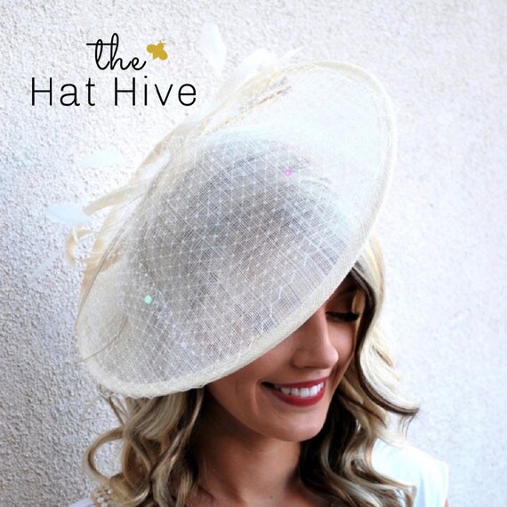 Hat Hive White Fascinator Ivory Fascinator Womens Tea Party Hat Hat With Veil Church  main image 3