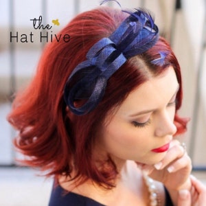 Navy Blue Fascinator, Womens Tea Party Hat, Church Hat, Derby Hat, Fancy Hat, Navy Blue Hat, Tea Party Hat, wedding hat