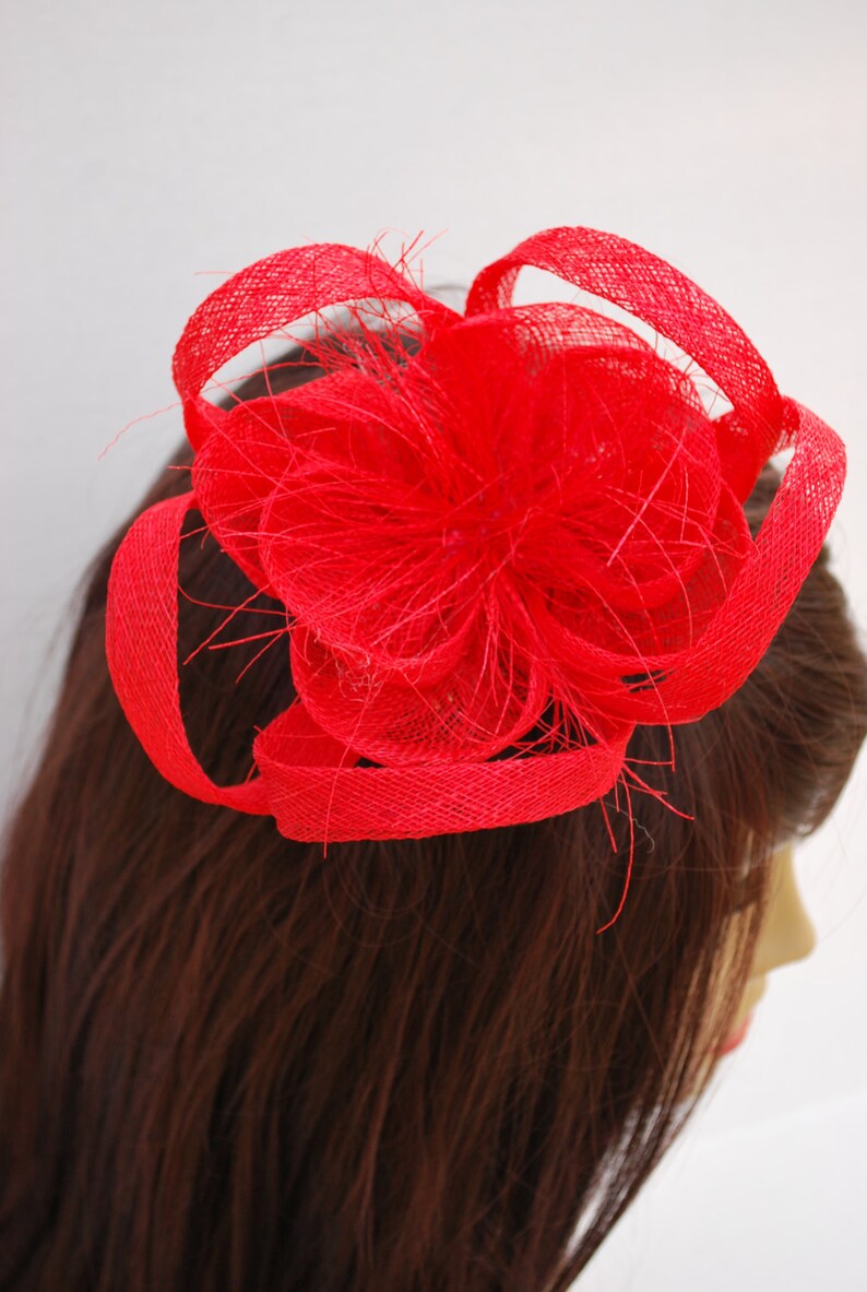 Red Fascinator Womens Tea Party Hat Church Hat Derby Hat Etsy