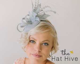 Gray Fascinator: Women's Tea Party Hat, Kentucky derby Fascinator, Wedding Headpiece, Ladies formal headware for garden party