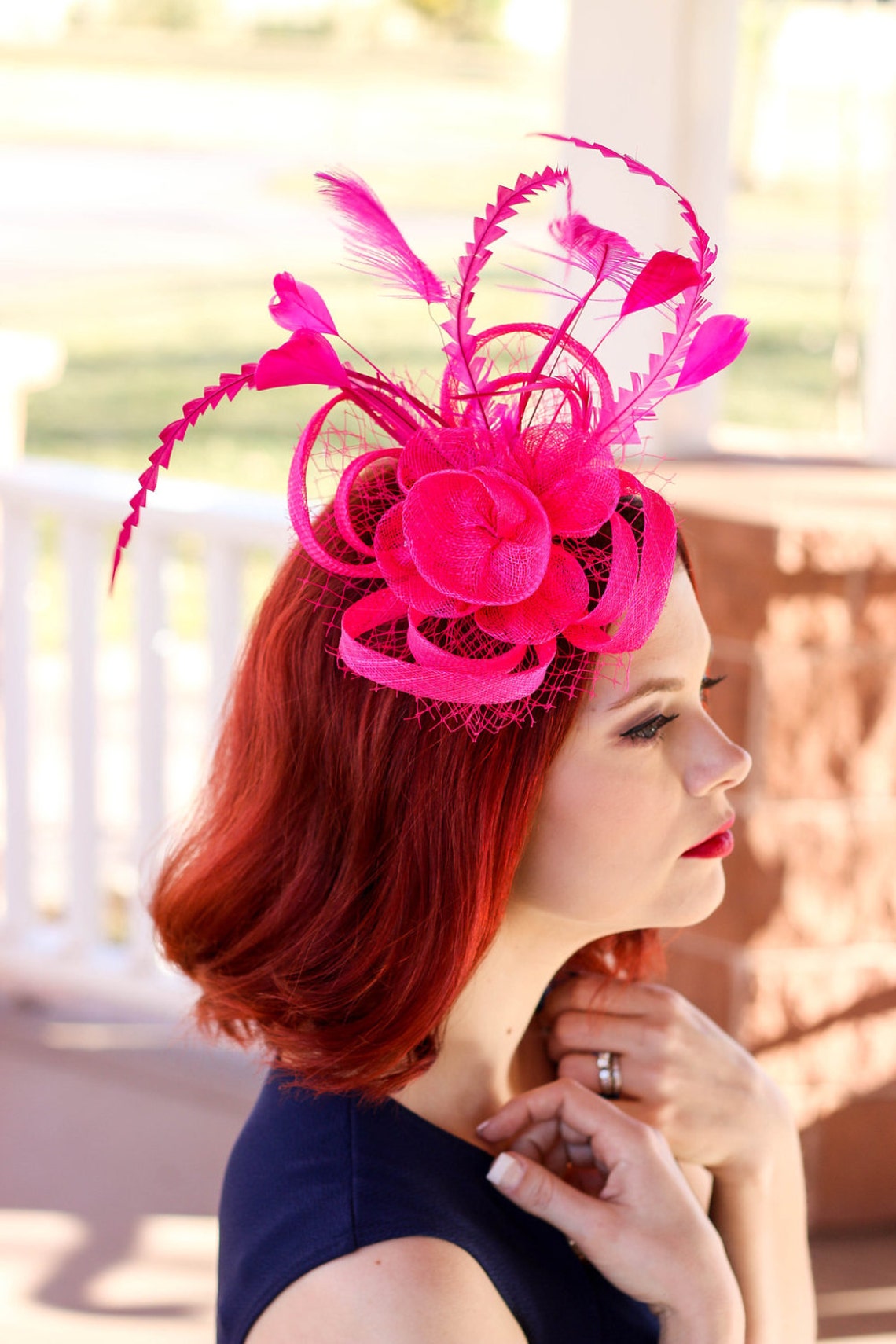 The Ellie Hot Pink Fascinator Women's Tea Party Hat Etsy