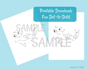 paper with dotted lines for writing INSTANT DOWNLOAD (8.5in. x 11 in.) print out sheets PDF writing practice - 30 Undersea Characters dot to dot learning sheets