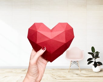 Cuore di carta 3D, cuore tridimensionale, 3D paper heart, papercraft heart, interior design, home decor