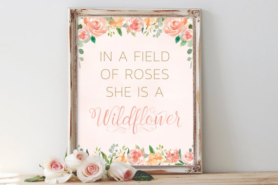 In A Field Of Roses Be A Wildflower Girls Wall Art