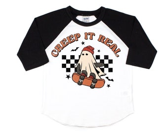 halloween toddler boy, toddler halloween tshirt, kids halloween shirt, kids horror shirt, creep it real, skateboard pumpkin shirt,