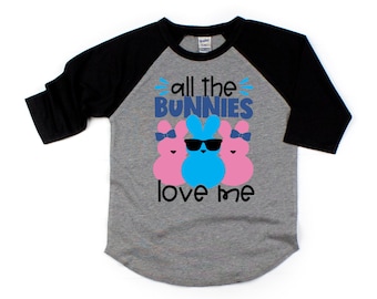 easter shirt boy, baby boy easter outfit, boy bunny shirt, boy easter shirt, easter bunny shirt, all the bunnies love me