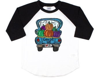 thanksgiving outfit baby girl, girls pumpkin shirt, fall shirt for kid, kid fall shirt, fall toddler shirt, truck shirt