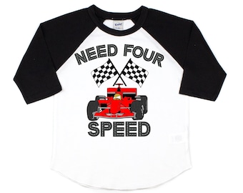 4th birthday shirt boy, race car birthday, need four speed, fourth birthday shirt, 4th birthday outfit