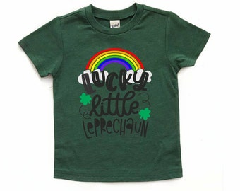 lucky little leprechaun kids st patrick's day tee - rainbow and clover st patrick's day shirt