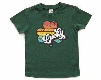 Retro Shamrock Kids Shirt, Lucky St Patricks Day Tee