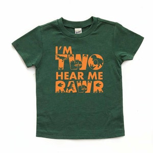 Dinosaur birthday shirt, dinosaur 2nd birthday, 2 year old birthday boy shirt, two rex, i'm two hear me rawr