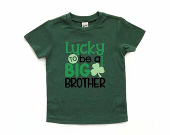 lucky to be a big brother shirt , st patricks day big brother pregnancy announcement tee, boy st paddy's day big bro t shirt