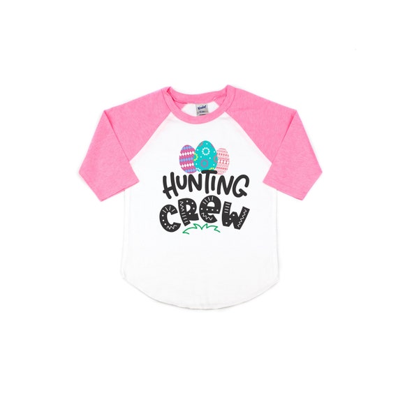 Girl Easter egg hunting crew shirt - toddler girl pink Easter shirt - Boy girl twin Easter tee - Girl Easter outfit shirt