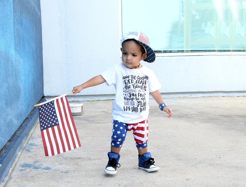 star spangled banner shirt, kids patriotic shirt, fourth of July outfit, 4th of July boy, 4th of July girl, red white and blue, tee, tshirt image 1
