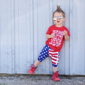 star spangled banner shirt, kids patriotic shirt, fourth of July outfit, 4th of July boy, 4th of July girl, red white and blue, tee, tshirt image 5