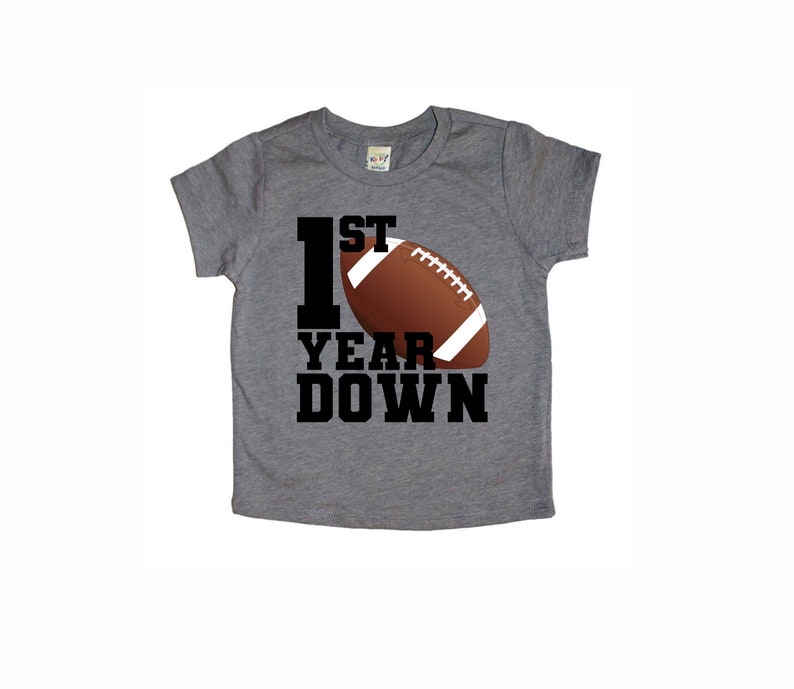 First year down, Football first birthday shirt, personalized first birthday shirt, boy first birthday image 2