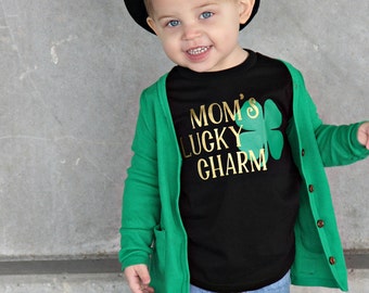 mom's Lucky charm shirt, st. patricks day shirt for boys, unisex st. patricks day tee, outfit, kids st pattys day, irish shirt, kiss me tee