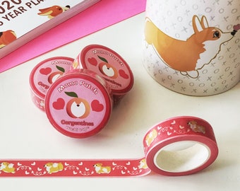 Happy Corgentine's Valentine's Corgi Cupid Pink Washi Stationary Tape