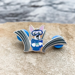 Alfinetes de esmalte rígido Scuba & Snorkel Corgi * vendidos separadamente ou como um conjunto *