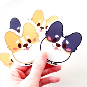 Kawaii/Chibi Red and White or Black Headed Tri Corgi Vinyl Sticker *SOLD SEPARATELY or as a SET*
