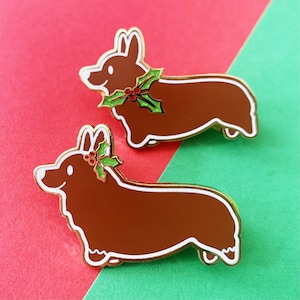 Fred y Ginger Bread Christmas Cookie Gingerbread Holiday Corgi Holly Esmalte Pins