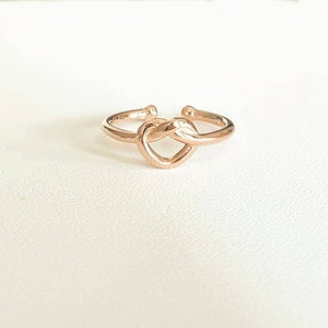 Women&#39;s knot ring in 925 silver, adjustable, rose gold