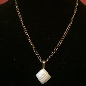 Handmade/mint green pendant necklace/ 18 inch bronze metal chain