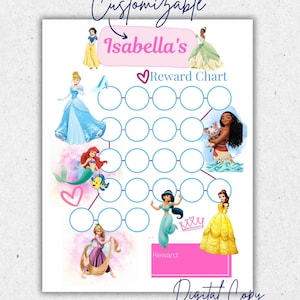 プリンセスのカスタマイズ可能なご褒美チャート：お子様のトイレトレーニングと行動追跡ツール（デジタルダウンロード）