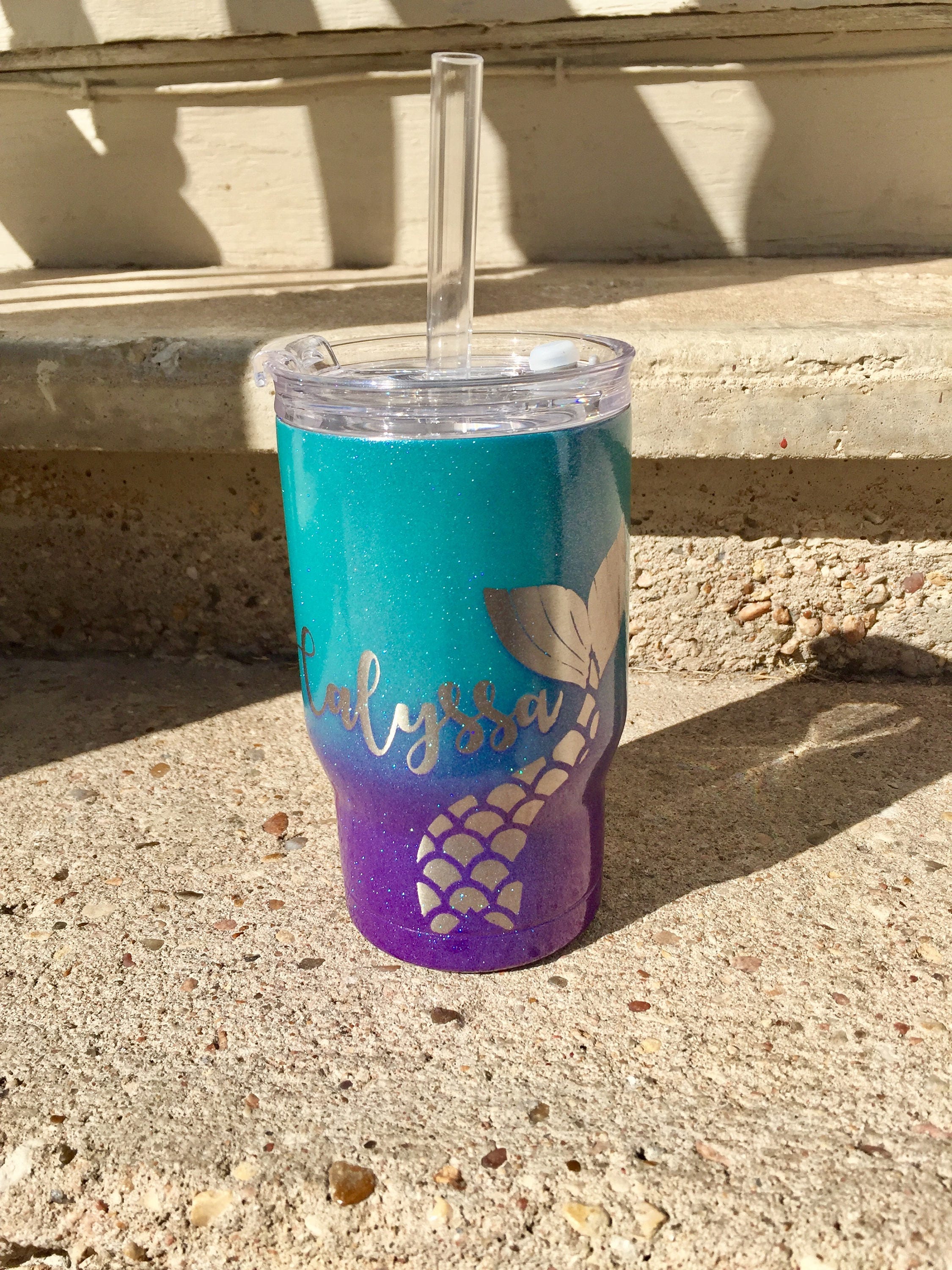 Mermaid Tumbler Custom Tumbler Mermaid tail Ombre glitter Etsy