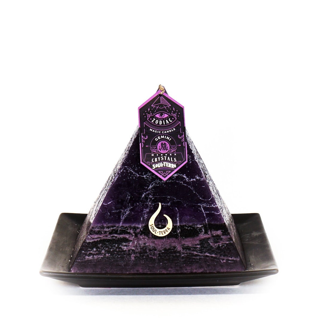 Gemini Mystery Crystal Pyramid Candle Etsy