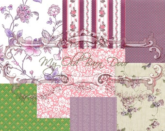 Kit de fondo digital Pretty Papers, papel digital, diario de basura, álbum de recortes, fondo de pantalla vintage, suministro de artesanía, manualidades para niños