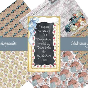Pumpkin Everything! Fall journal Backgrounds and stationary kit, digital download, junk journal, scrapbook, card, farmhouse, farm, pumpkin