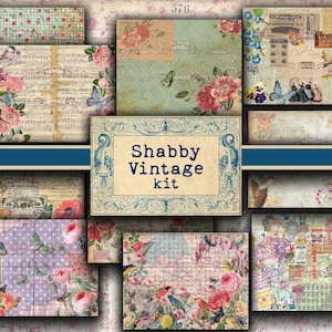 Shabby Vintage Digital Journal Background page kit, digital download, junk journal, scrapbook, craft supply, scrapbook paper, journal paper