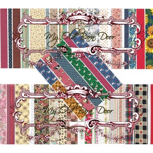 Skany Vintage Ribbon, pobieranie cyfrowe, dziennik śmieciowy, album ze zdjęciami, gospodarstwo, kwiaty, ozdoby, efemerydy