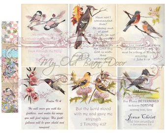 Scripture and quote journal cards, DIGITAL, birds, butterflies, florals, bible scripture, junk journal, journal card, prayer journal, bible