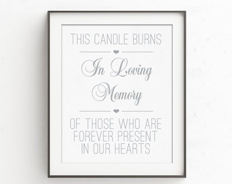 In Loving Memory Wedding Sign | This Candle Burns in Memory of Signs | DIY Wedding | Remembrance Sign Memorial Sign | A Candle Burns