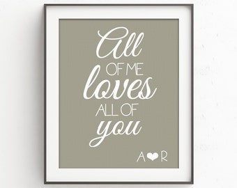 Hochzeit Geschenk | Ich allerliebst euch alle | Song Lyrische Wand Kunst | Hochzeit Verlobung Jahrestag Druck | Geschenk für Paar |