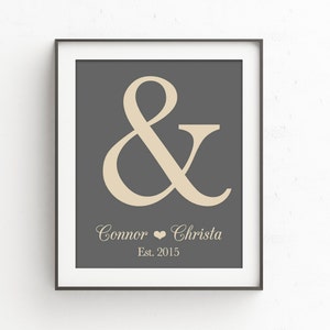 Ampersand Wedding Print | One Year Anniversary Gift for Him | Gift For Newlyweds | Wedding Gift | Gift for Couple | Established Date