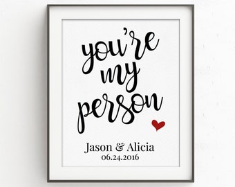 1 Jahr Jahrestag Geschenk für Mann Frau | Du bist meine Person | Geschenk für Paare | Freund Geschenk | Personalisierte Mann Geschenk