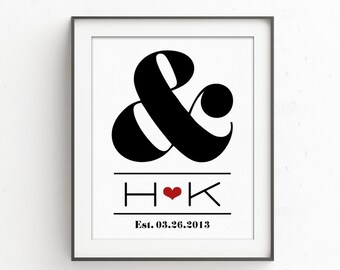 Ampersand Wedding Sign | 1 Year Anniversary Gift for Him | Engagement Gift for Couple | Wedding Gift | Established Date | Wedding Date Sign