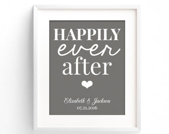 Happily Ever After Sign | Bridal Shower Gift | Personalized Wedding Gift | Engagement Gifts for Couples | Wedding Sign | Wedding Shower Gift