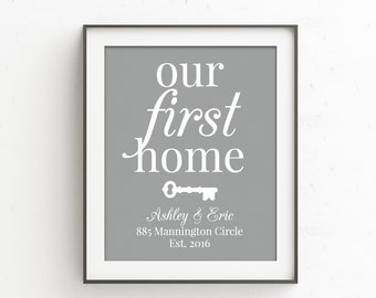 Einweihungsparty Geschenk | Hausnummer mit Schlüssel | UNSER ERSTES ZUHAUSE | Personalisierte Housewarming Geschenk | Neues Haus Geschenk | Erstes Haus Geschenk