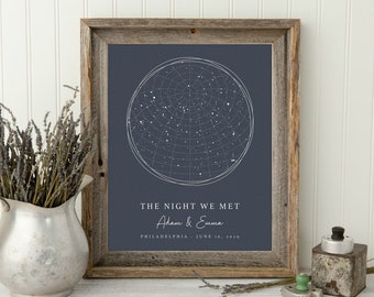 Custom Star Map by Date Poster, Framed Star Map, Unique Gift Idea, Constellation Print, First Anniversary Gift, Wedding Gift, Gift for Men