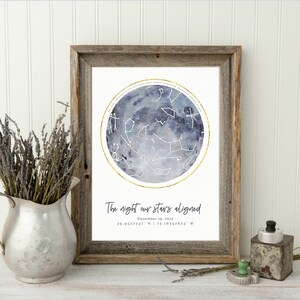 Regalo de mapa estelar de aniversario, impresión de mapa del cielo nocturno, regalo de astronomía para pareja, impresión de mapa celestial, impresión de mapa estelar personalizado, mapa estelar por fecha