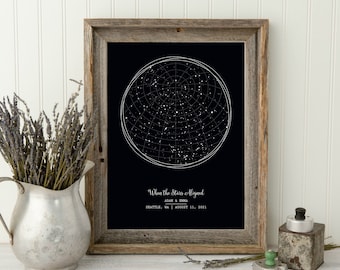 Benutzerdefinierte Sternenkarte Druck Nacht wir trafen Jahrestag Geschenk Nachthimmel Druck Sternenkarte Poster Hochzeitsgeschenk Konstellation Druck personalisiertes Geschenk