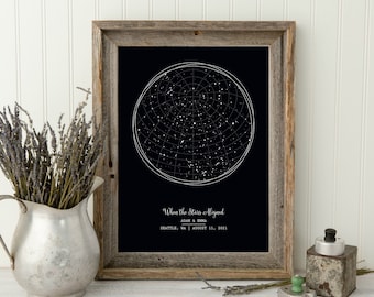 Custom Star Map Print Night We Met Anniversary Gift Night Sky Print Star Map Poster Wedding Gift Constellation Print Personalized Gift