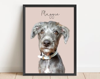 Pet Portrait, Custom Pet Portrait, Pet Memorial, Pet Gift, New Pet Gift, Illustrated Pet Portrait, Digitally Created Illustrated Portrait