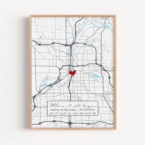 Wo alles begann, wo wir uns trafen Karte, Jubiläumsgeschenk, Herzkarte, unsere Geschichte, das erste Date Geschenk, die Nacht, in der wir uns trafen, unser erstes Date Memory Heart