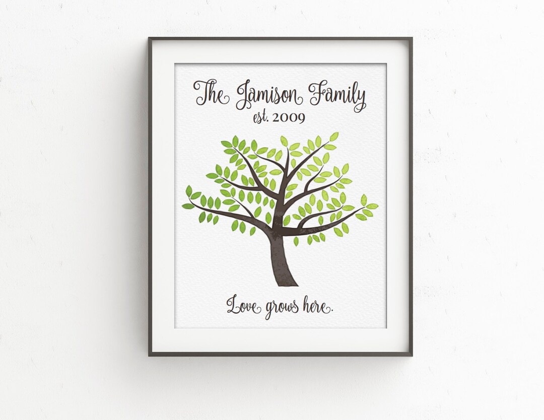 Love Grows Here Family Tree Print | Personalized Housewarming Gift ...